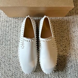 christian louboutin pik boat flat leather men’s sneakers 44